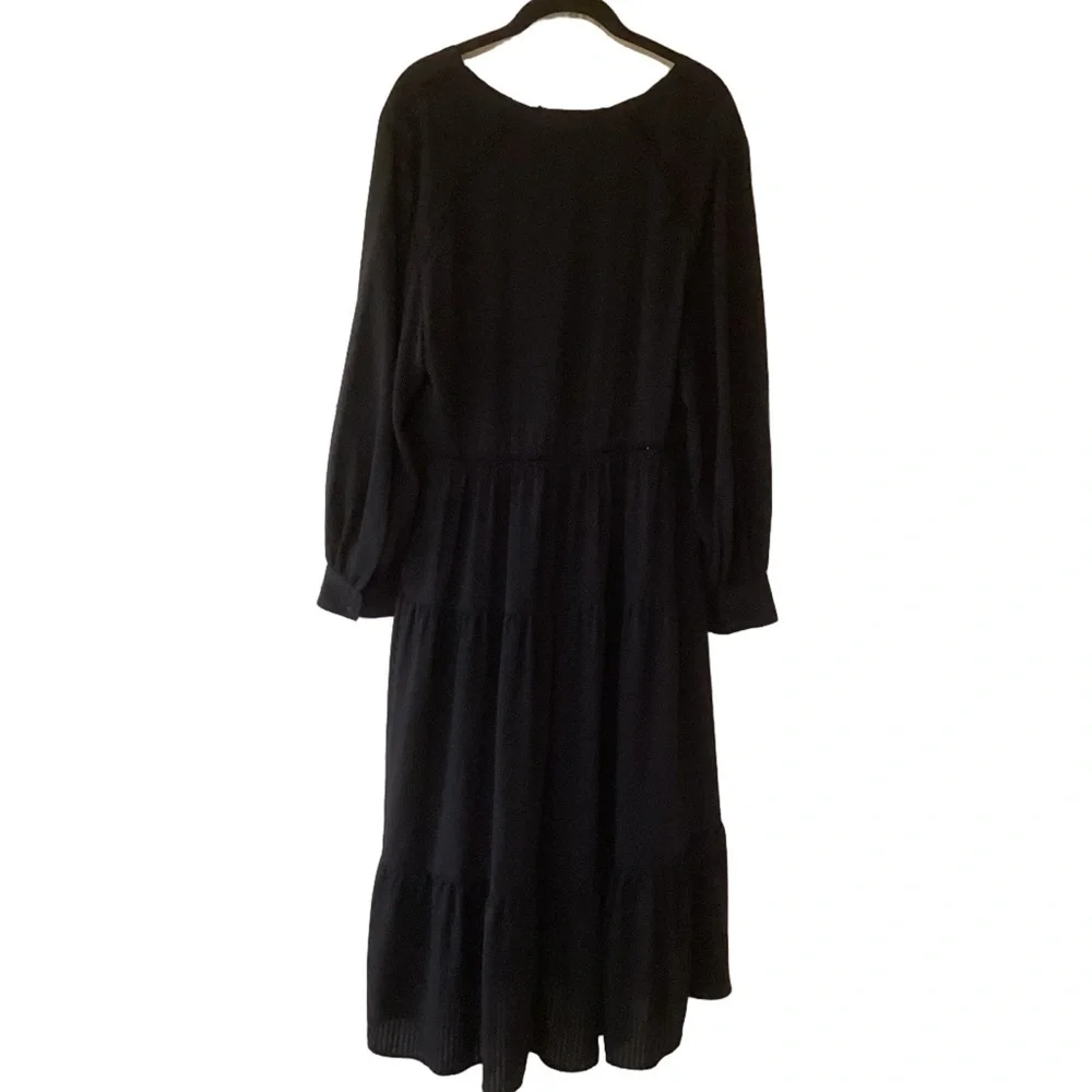 Zara Tiered Maxi Dress Long Sleeve Black M Boho Goth Dark Cottagecore Prairie - Picture 2 of 7